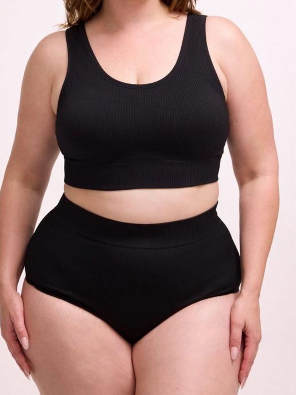 Torrid Black Ribbed Women's Two-Piece Intimates Set - Picture 2 of 5